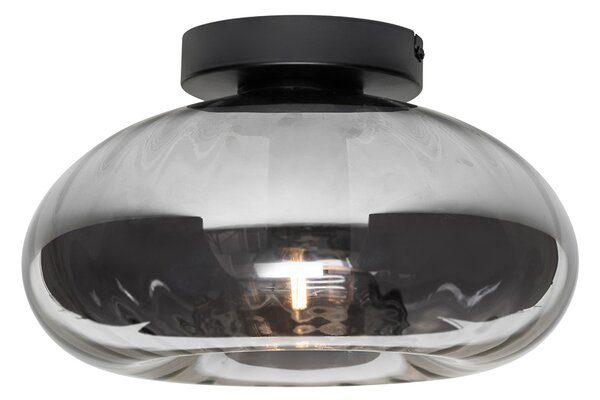 Lampa sufitowa art deco czarna z przydymionym szkłem - Ayesha