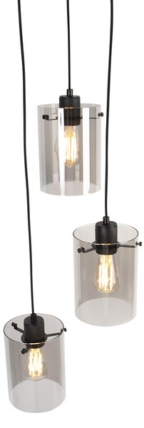 Inteligentna lampa wisząca czarna z przydymionym szkłem z 3 Wifi ST64 - Dome
