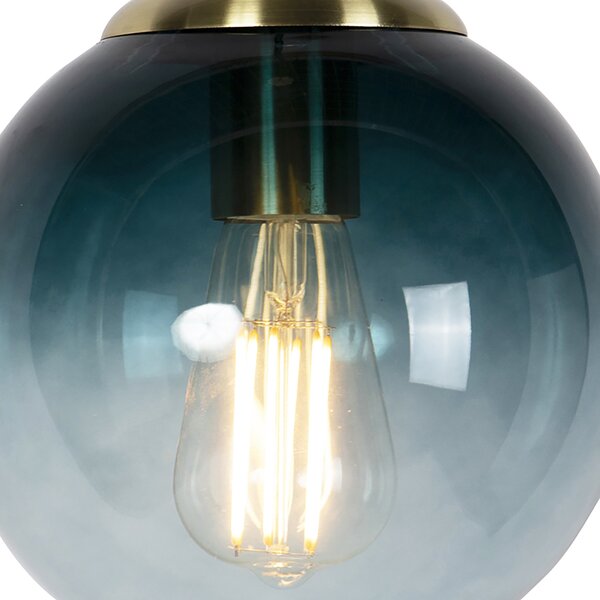 Inteligentna lampa wisząca mosiężna z oceaniczno-niebieskim szkłem 20 cm z WiFi ST64 - Pallon
