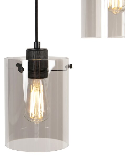 Inteligentna lampa wisząca czarna z przydymionym szkłem z 3 Wifi ST64 - Dome