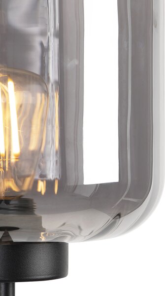 Inteligentna lampa podłogowa czarna z przydymionym szkłem z Wifi ST64 - Qara