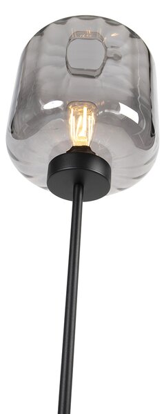 Inteligentna lampa podłogowa czarna z przydymionym szkłem z Wifi ST64 - Qara