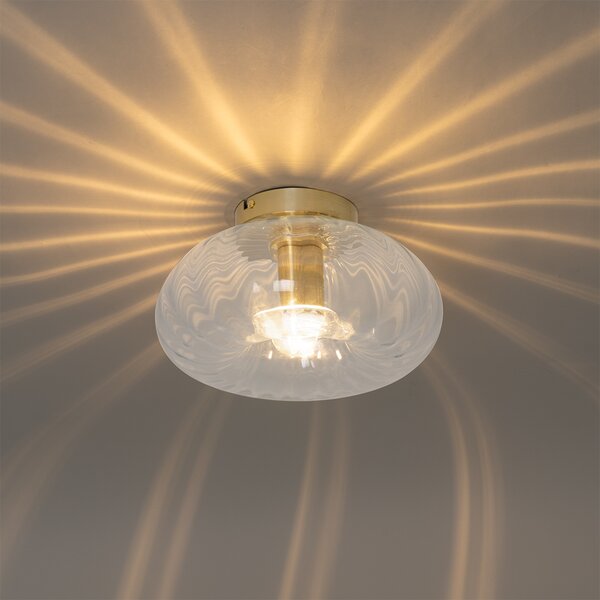Lampa sufitowa art deco złota ze szkłem - Ayesha