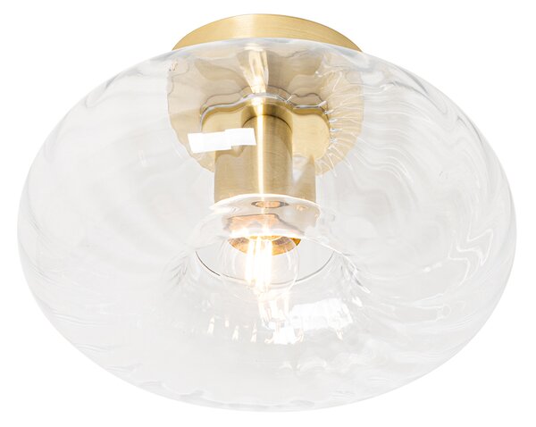 Lampa sufitowa art deco złota ze szkłem - Ayesha