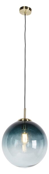 Inteligentna lampa wisząca mosiężna z oceanicznie niebieskim szkłem 33 cm z WiFi ST64 - Pallon