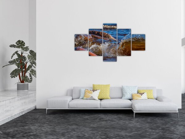 Szczegółowy obraz - woda między kamieniami (125x70 cm)
