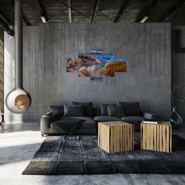 Szczegółowy obraz - woda między kamieniami (125x70 cm)