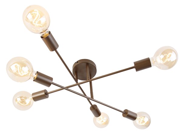 Industrialna lampa sufitowa ciemny brąz 6 świateł - Sydney