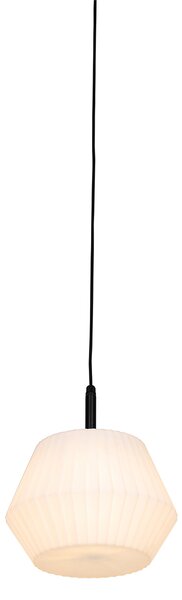Nowoczesna lampa wisząca zewnętrzna czarna z białym kloszem 33 cm IP44 - Robbert