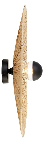 Rustykalna lampa ścienna czarna ze sznurkiem 60 cm - Leia