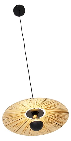 Rustykalna lampa wisząca czarna ze sznurkiem 45 cm - Leia