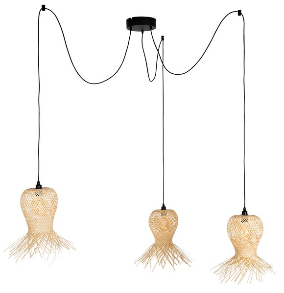 Orientalna lampa wisząca zewnętrzna bambusowa 3-światłowa IP44 - Carlos