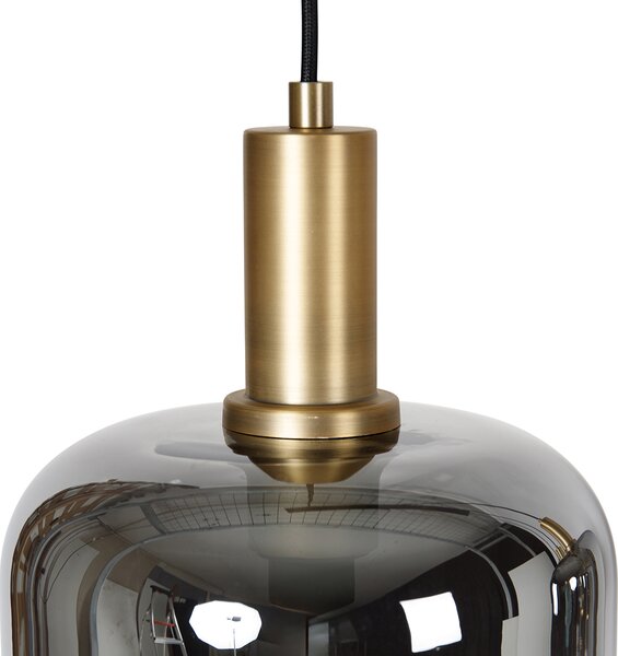 Lampa wisząca czarna ze złotem i przydymionym szkłem z 4 PUCC - Zuzanna