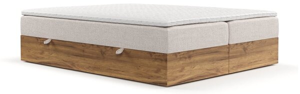 Beżowo-naturalne łóżko boxspring ze schowkiem 180x200 cm Faro – Maison de Rêve