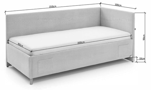 Antracytowe tapicerowane narożne łóżko dziecięce ze schowkiem ze stelażem 90x200 cm Cool – Meise Möbel
