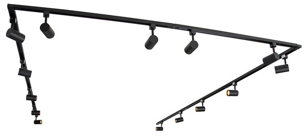 Inteligentny 1-fazowy system oświetlenia szynowego z 14 żarówkami Wifi GU10 czarny - Iconic Jeana