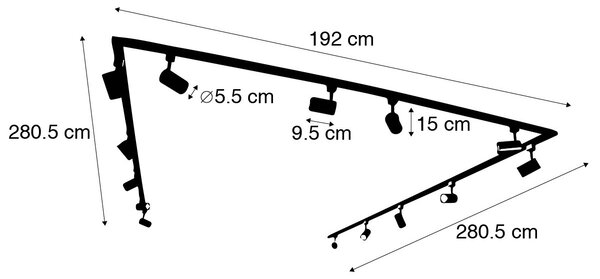 Inteligentny 1-fazowy system oświetlenia szynowego z 14 żarówkami Wifi GU10 czarny - Iconic Jeana