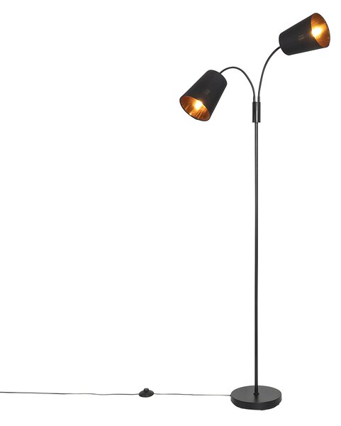 Inteligentna lampa podłogowa czarna w komplecie z 2 żarówkami WiFi P45 - Carmen