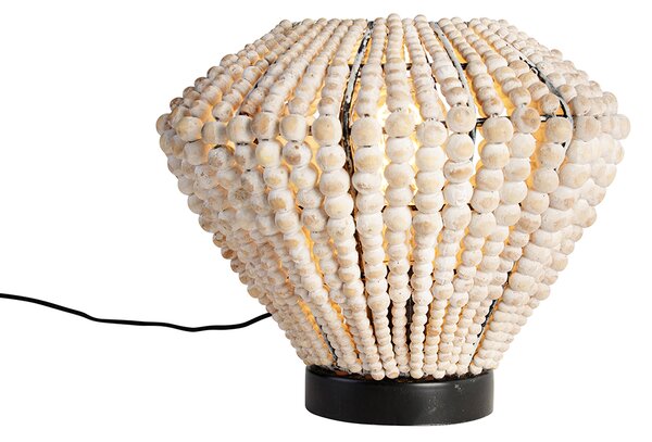 Orientalna lampa stołowa beżowa z koralikami - Moti