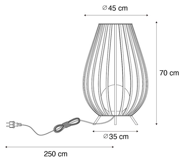 Designerska lampa podłogowa czarna z opalowym kloszem 70 cm - Angela