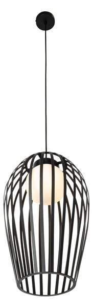 Designerska lampa wisząca czarna z opalizującym szkłem - Angela