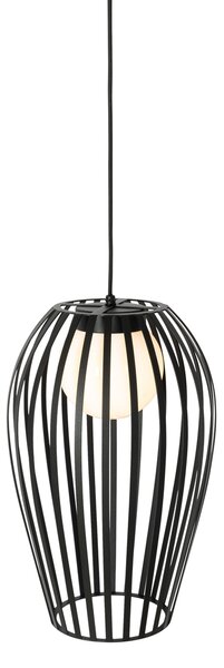 Designerska lampa wisząca czarna z opalizującym szkłem - Angela