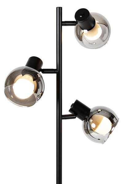 Inteligentna lampa stojąca czarna z przydymionym szkłem, w tym 3 Wifi P45 - Vidro