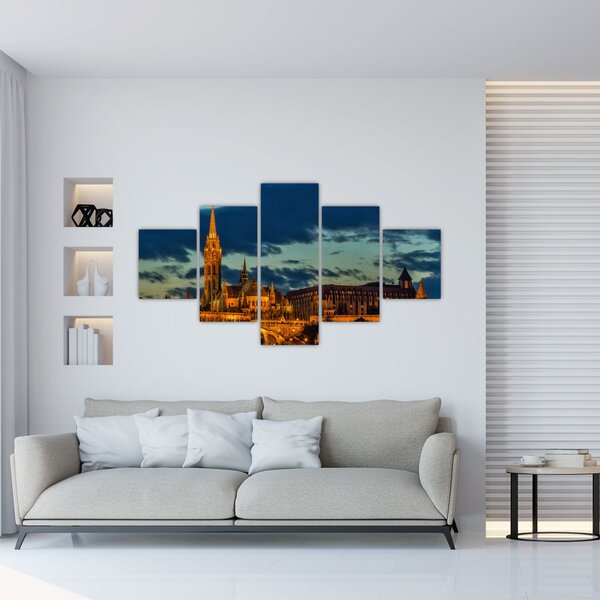 Obraz oświetlonego budynku (125x70 cm)