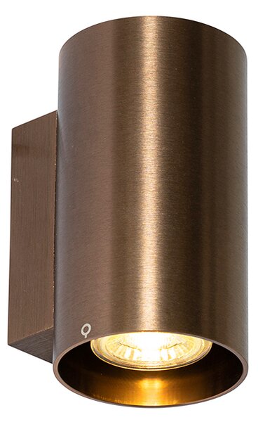 Nowoczesna lampa ścienna brązowa okrągła 2-światłowa - Sandy