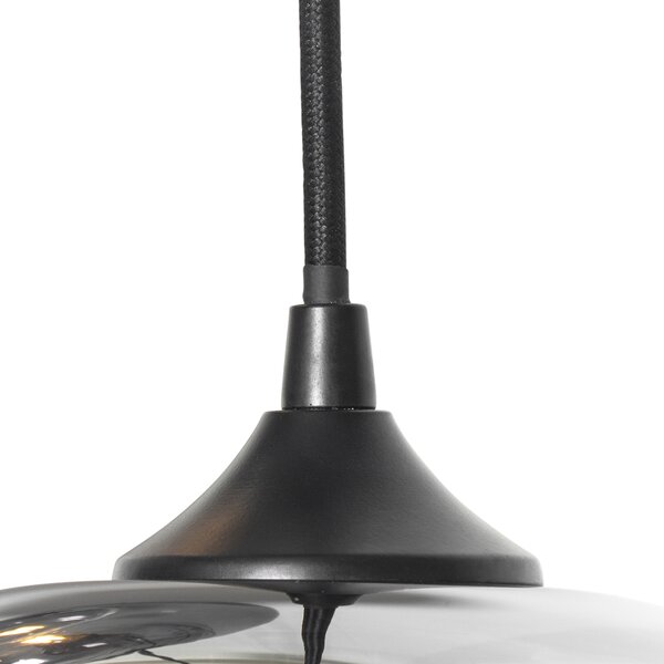 Inteligentna lampa wisząca czarna z dymionym szkłem w komplecie 3 WiFi P45 - Busa