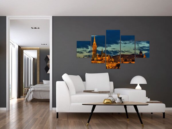 Obraz oświetlonego budynku (125x70 cm)