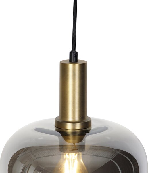 Inteligentna lampa wisząca czarna ze złotem i dymionym szkłem w tym Wifi G95 - Zuzanna