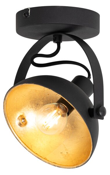 Industrialna lampa sufitowa czarna ze złotem 15 cm regulowana - Magnax