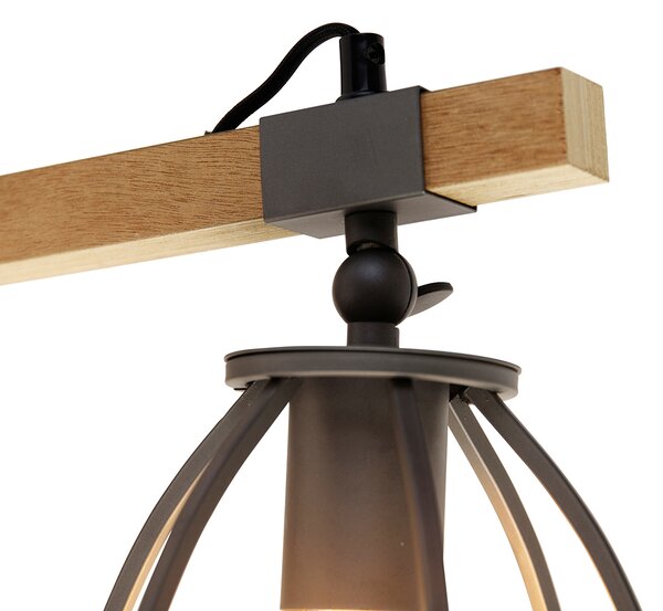 Inteligentna lampa ścienna ciemnoszara z drewnem, regulowana, w tym WiFi A60 - Arthur
