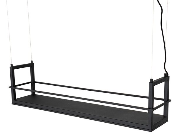 Lampa wisząca czarna z półką w komplecie z diodą LED, 3-stopniowy ściemniacz - Cage Rack