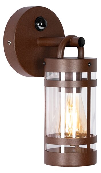 Lampa ścienna zewnętrzna rdzawo-brązowa IP44 z czujnikiem ruchu - Ruben