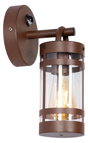 Lampa ścienna zewnętrzna rdzawo-brązowa IP44 z czujnikiem ruchu - Ruben
