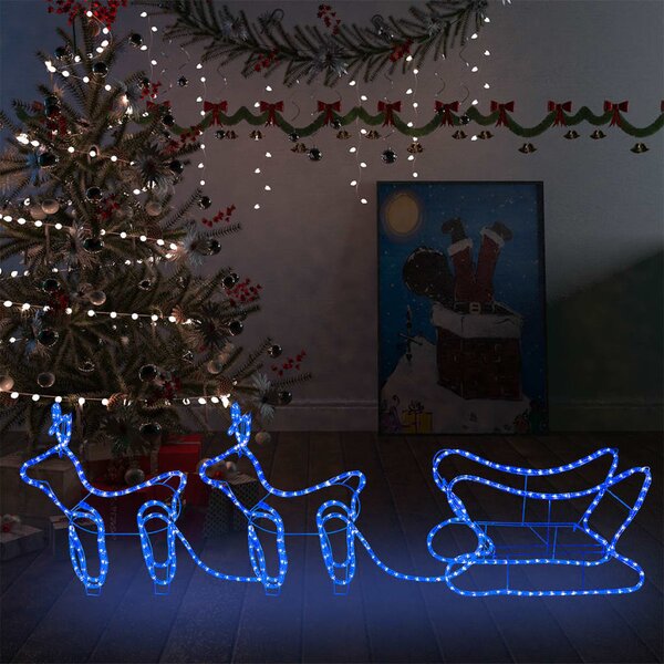 Świąteczna dekoracja zewnętrzna: renifery i sanie, 576 diod LED