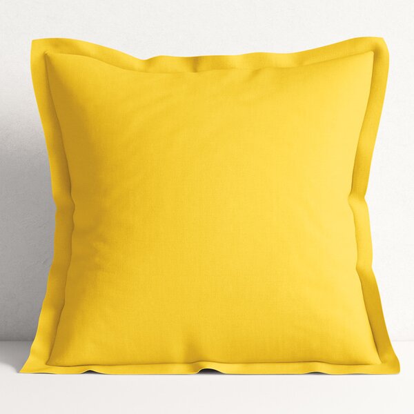 Goldea poszewka na poduszkę z ozdobną kantą bawełniana - żółta 30 x 50 cm
