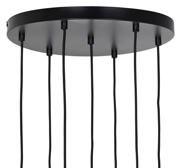 Lampa wisząca art deco czarna z przydymionym szkłem 7-świateł - Laura