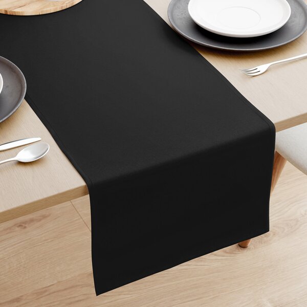 Goldea bieżnik na stół z płótna bawełnianego - czarny 35x120 cm