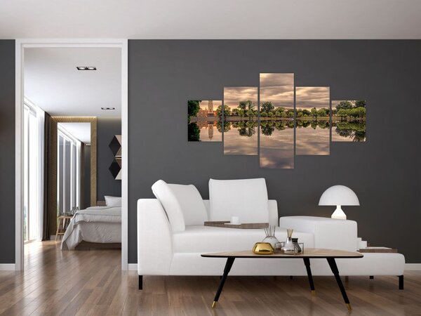 Obraz jeziora i drzew (125x70 cm)