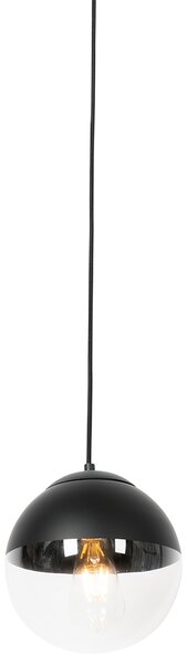 Retro lampa wisząca czarna z przezroczystym szkłem 20 cm - Eclipse