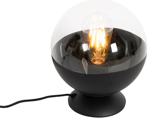 Retro Lampa Stołowa Czarna z Przezroczystym Szkłem - Eclipse
