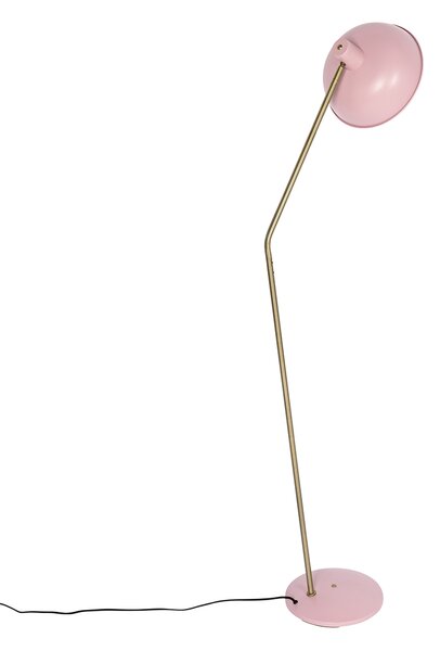 Lampa podłogowa w stylu retro różowa z brązem - Milou