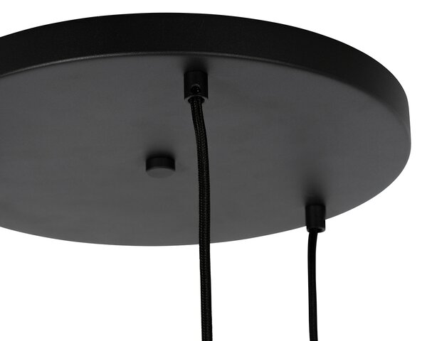 Retro lampa wisząca czarna z przezroczystym szkłem okrągła 3-światłowa - Eclipse