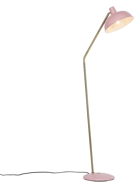 Lampa podłogowa w stylu retro różowa z brązem - Milou
