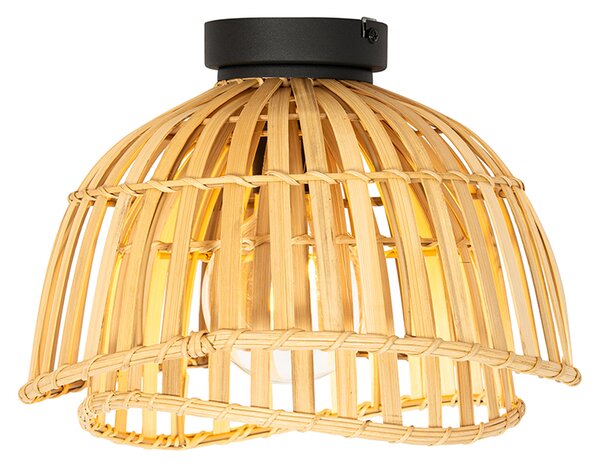 Orientalna lampa sufitowa czarna z naturalnym bambusem 30 cm - Pua