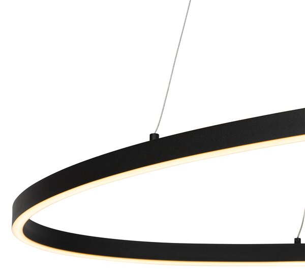 Designerska lampa wisząca czarna owalna z wbudowanym LED 3-stopniowo ściemnialna - Ovallo