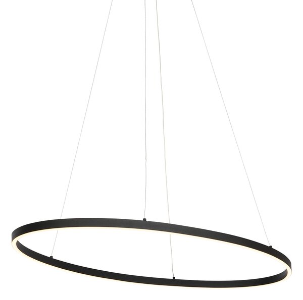 Designerska lampa wisząca czarna owalna z wbudowanym LED 3-stopniowo ściemnialna - Ovallo